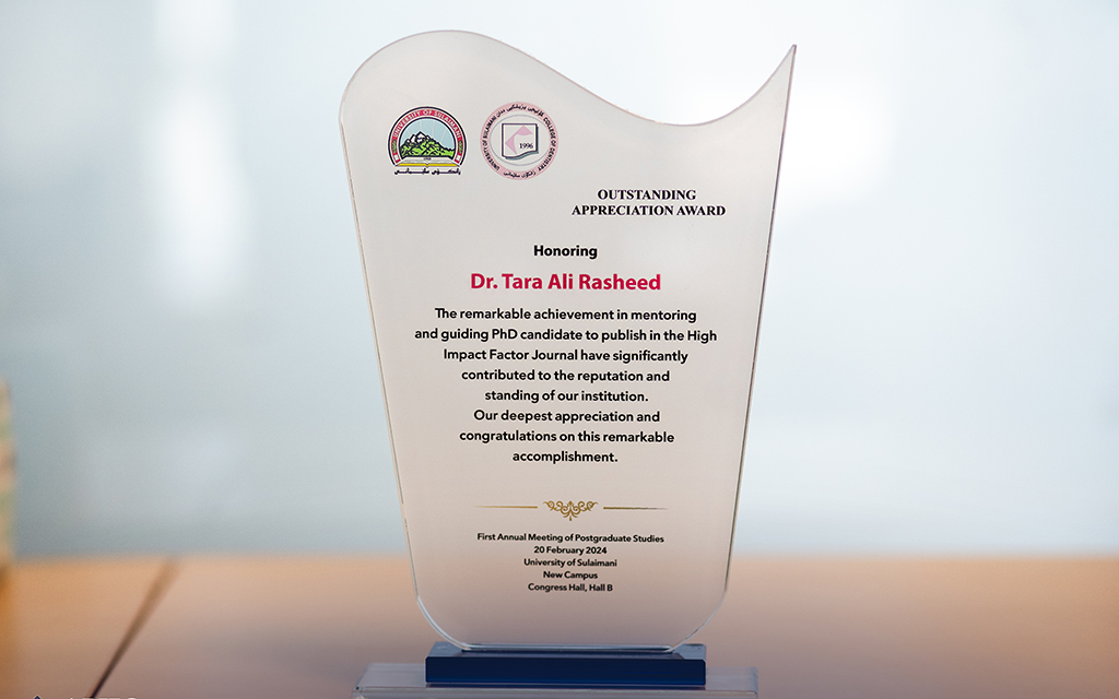 Dr. Tara Ali Rasheed Honored with Outstanding Appreciation Award